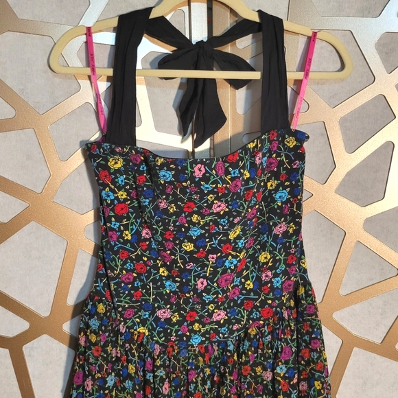 NWOT BETSEY JOHNSON Floral Ruffle Skater Halter Dress - Picture 2 of 10